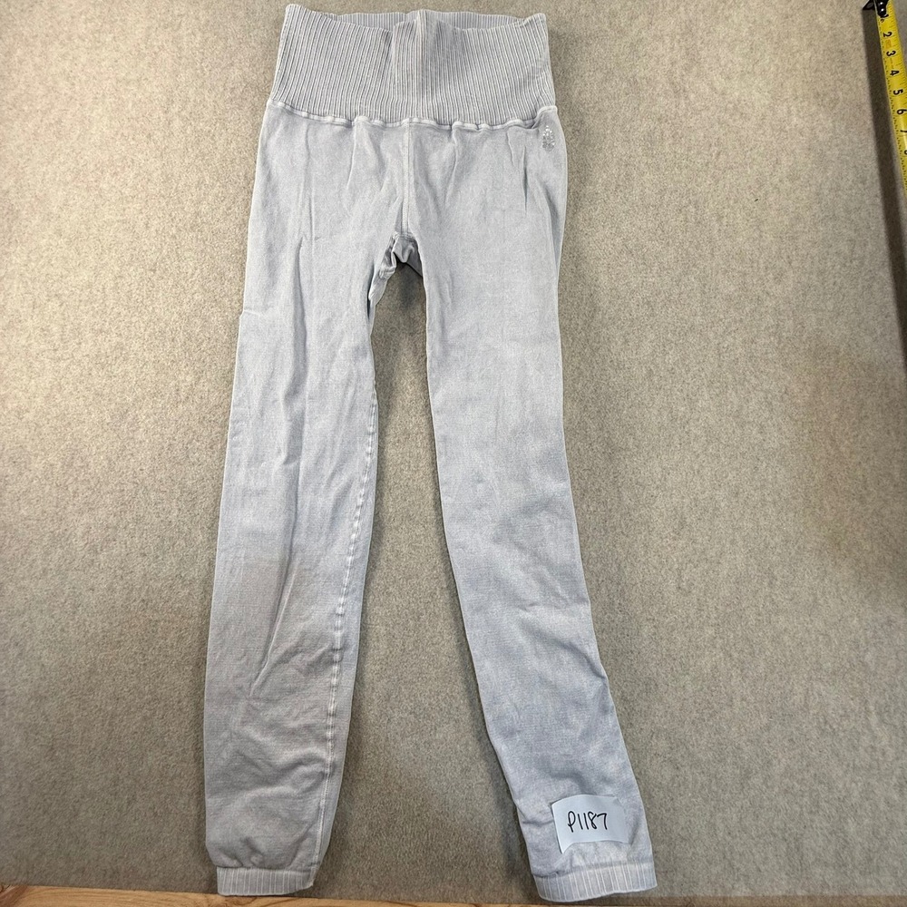 Free People FP Movement Good Karma Leggings Light Blue Acid Wash M/L
